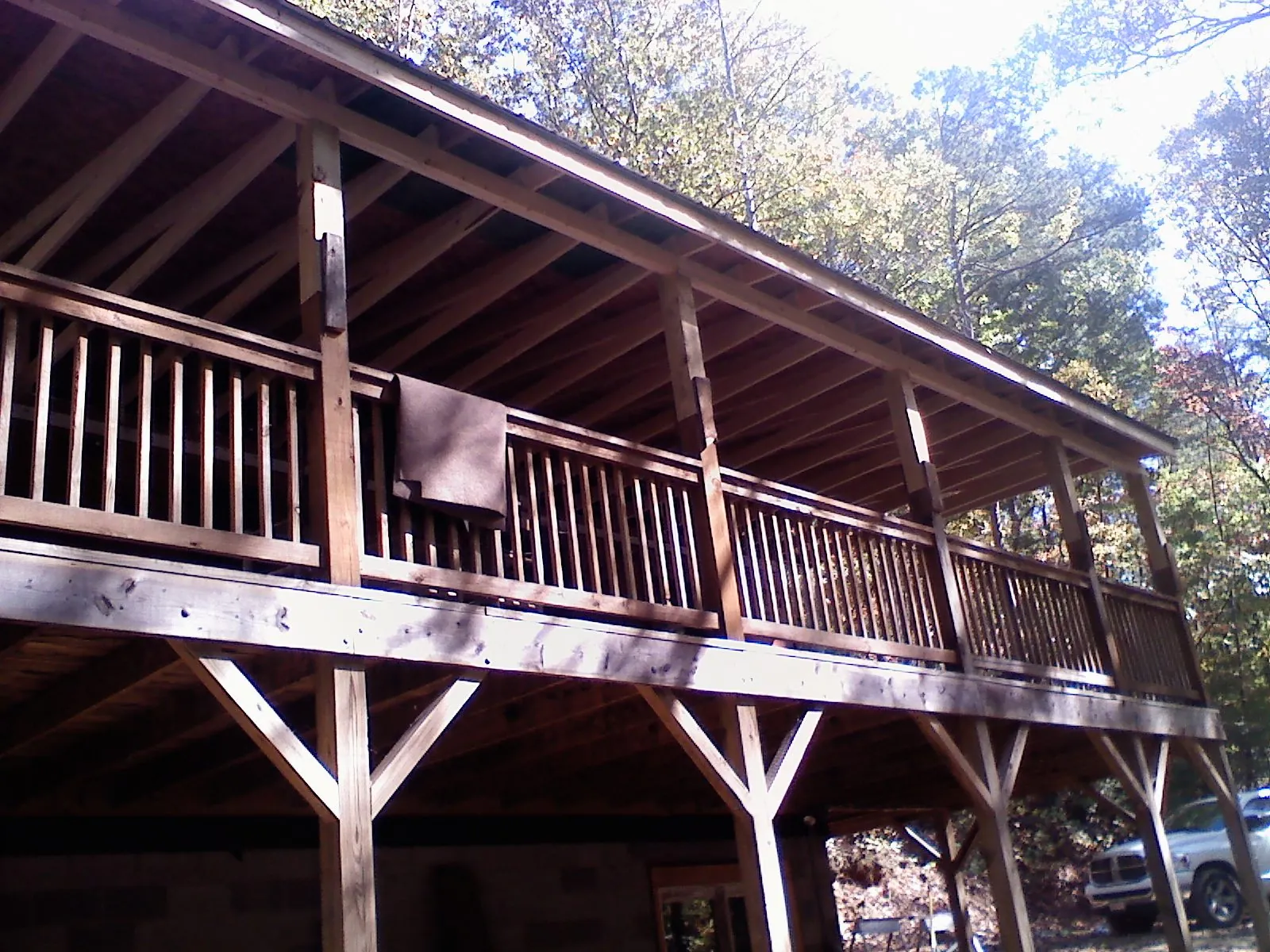 Timber framing under a new elevated porch and deck — Roof Leak Repair in Merion Station by Roofing Brothers
